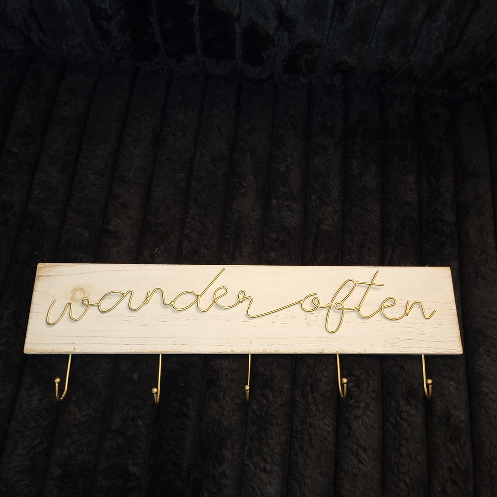 Gold Script Wall Decor with Hooks